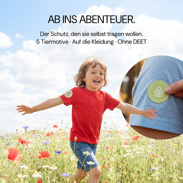 No Bite Kids Please: Mückenschutz-Patches mit 5 Tiermotiven, ohne DEET