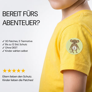 No Bite Kids Please: 30 Patches mit 5 Tiermotiven, ohne DEET